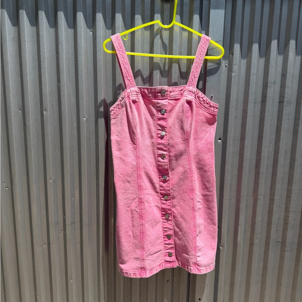 GAP Pink Denim Button-Front Mini Dress | NWT | Medium